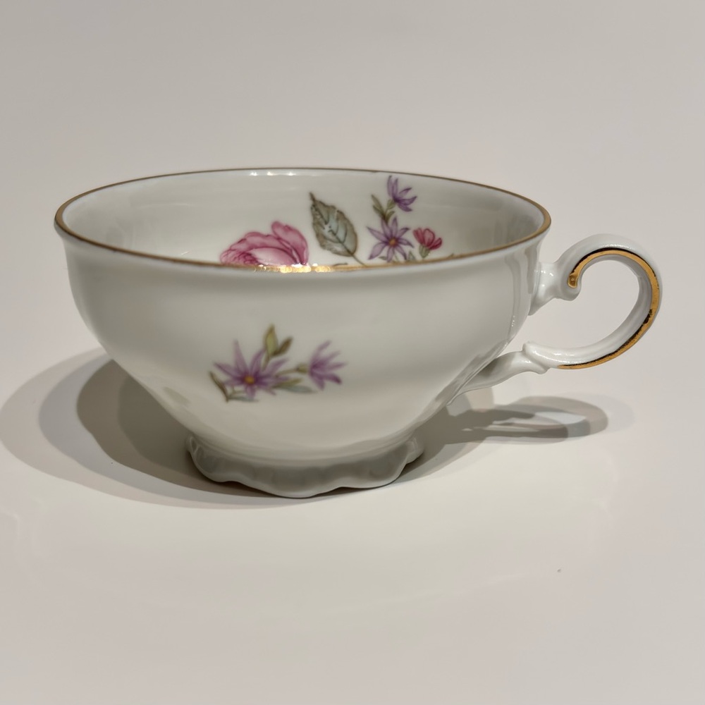 Vintage Seltmann Weiden Bavaria Theresia Floral Gold Trim Porcelain Tea Cup